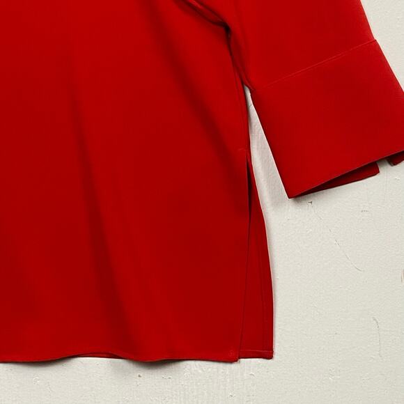 Chico’s Women's Red Long Sleeve Tunic Blouse Top Gold Chain Trim Size 16/18 NWT - Picture 4 of 14